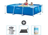 Piscina Intex Con Struttura Rettangolare - 220 X 150 X 60 Cm - Blu - In Dotazione Pompa Filtro Per Piscina - Tappeto Solare - Cloro