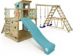 Wickey Torre Gioco Per Arrampicata Smart Surf Con Altalena E Scivolo, Torre Per Arrampicata Con Sabbiera, Scaletta E Accessori Da Gioco - Blu Pastello