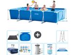Piscina Intex Con Struttura Rettangolare - 450 X 220 X 84 Cm - Blu - Include Tenda Da Sole - Pacchetto Di Manutenzione - Pompa Filtro Per Piscina - Filtro - Copertura Del Terreno - Tappeto Solare