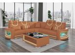 Divano Angolare Lusso Set In Pelle Forma L Marrone Design Nuovo