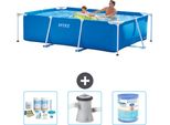 Piscina Intex Con Struttura Rettangolare - 260 X 160 X 65 Cm - Blu - Pacchetto Manutenzione Incluso - Pompa Filtro Per Piscina - Filtro