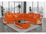 Divano Angolare Lusso Set In Pelle Forma L Arancione Design Nuovo