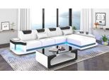 Salotto Angolare Divano A Forma Di L In Pelle Bianco Moderno