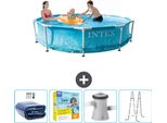 Piscina Intex Con Struttura Rotonda - 305 X 76 Cm - Pressione Dell'acqua - Tenda Da Sole Inclusa - Pacchetto Manutenzione - Pompa Filtro Per Piscina - Scaletta