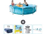 Piscina Intex Con Struttura Rotonda - 305 X 76 Cm - Pressione Dell'acqua - Tenda Da Sole Inclusa - Pacchetto Manutenzione - Pompa Filtro Per Piscina - Kit Di Pulizia