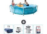 Piscina Intex Con Struttura Rotonda - 305 X 76 Cm - Pressione Dell'acqua - Tenda Da Sole Inclusa - Sistema Di Acqua Salata - Pompa Filtro Per Piscina -Per Piscina