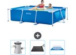 Piscina Intex Con Struttura Rettangolare - 220 X 150 X 60 Cm - Blu - In Dotazione Pompa Filtro Per Piscina - Tappeto Solare - Telone Per Pavimento