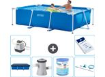Piscina Intex Con Struttura Rettangolare - 260 X 160 X 65 Cm - Blu - Include Copertura - Pompa Filtro Per Piscina - Filtro - Kit Di Pulizia - Sistema Di Acqua Salata -Per Piscina