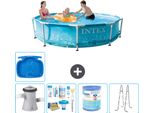 Piscina Intex Con Struttura Rotonda - 305 X 76 Cm - Pressione Dell'acqua - Pacchetto Manutenzione Pompa Incluso - Filtro - Scaletta - Pedana