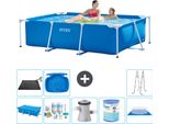 Piscina Intex Con Struttura Rettangolare - 220 X 150 X 60 Cm - Blu - Include Tenda Da Sole - Pacchetto Di Manutenzione - Pompa Filtro Per Piscina - Filtro - Copertura Del Terreno - Tappeto Solare