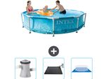 Piscina Intex Con Struttura Rotonda - 305 X 76 Cm - Pressione Dell'acqua - Pompa Filtro Per Piscina Inclusa - Tappetino Solare - Copertura Del Suolo