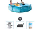 Piscina Intex Con Struttura Rotonda - 305 X 76 Cm - Pressione Dell'acqua - Pompa Filtro Per Piscina Inclusa - Tappetino Solare - Cloro