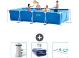 Piscina Intex Con Struttura Rettangolare - 450 X 220 X 84 Cm - Blu - Include Pompa Filtro Per Piscina - Vela Parasole - Kit Di Pulizia
