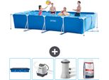 Piscina Intex Con Struttura Rettangolare - 450 X 220 X 84 Cm - Blu - Copertura Inclusa - Sistema Ad Acqua Salata - Pompa Filtro Per Piscina - Piscina A