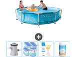Piscina Intex Con Struttura Rotonda - 305 X 76 Cm - Pressione Dell'acqua - Pompa Inclusa - Filtro - Strisce Reattive - Cloro