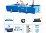 Piscina Intex Con Struttura Rettangolare - 450 X 220 X 84 Cm - Blu - Include Tenda Da Sole - Pacchetto Di Manutenzione - Pompa Filtro Per Piscina - Filtro - Copertura Del Terreno - Tappeto Solare