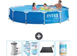 Piscina Intex Con Struttura Rotonda - 366 X 76 Cm - Blu - Inclusa Pompa - Filtro - Tappetino Solare - Cloro