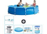 Piscina Intex Con Struttura Rotonda - 305 X 76 Cm - Blu - Inclusa Pompa Tenda - Pacchetto Manutenzione - Filtro - Kit Pulizia