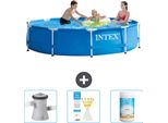 Piscina Intex Con Struttura Rotonda - 305 X 76 Cm - Blu - In Dotazione Pompa Filtro Per Piscina - Strisce Reattive - Cloro