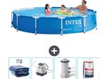 Piscina Intex Con Struttura Rotonda - 366 X 76 Cm - Blu - Include Tenda Da Sole - Sistema Ad Acqua Salata - Pompa Filtro Per Piscina -Per Piscina