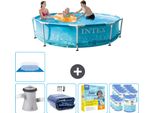 Piscina Intex Con Struttura Rotonda - 305 X 76 Cm - Pressione Dell'acqua - Pompa Inclusa - Tenda Da Sole - Pacchetto Manutenzione - Filtro - Telo Di Fondo