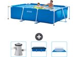 Piscina Intex Con Struttura Rettangolare - 260 X 160 X 65 Cm - Blu - Include Pompa Filtro Per Piscina - Copertura - Telo Di Fondo