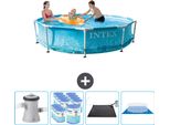 Piscina Intex Con Struttura Rotonda - 305 X 76 Cm - Pressione Dell'acqua - Pompa Inclusa - Filtro - Tappetino Solare - Copertura Del Suolo