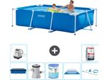 Piscina Intex Con Struttura Rettangolare - 260 X 160 X 65 Cm - Blu - Include Copertura - Pompa Filtro Per Piscina - Filtro - Copertura Del Terreno - Kit Di Pulizia - Sistema Ad Acqua Salata