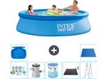 Piscina Gonfiabile Rotonda Intex Easy Set - 305 X 76 Cm - Blu - Pacchetto Manutenzione Incluso - Pompa Filtro Per Piscina - Filtro - Tappetino Solare - Scaletta - Pediluvio