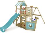Wickey Torre Gioco Arrampicata Seaflyer Con Altalena E Scivolo, Casa Sull'albero Con Sabbiera, Scala Per Arrampicarsi E Accessori Da Gioco - Blu Pastello