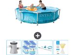 Piscina Intex Con Struttura Rotonda - 305 X 76 Cm - Pressione Dell'acqua - Pompa Inclusa - Filtro - Kit Di Pulizia - Strisce Di Test