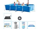 Piscina Intex Con Struttura Rettangolare - 450 X 220 X 84 Cm - Blu - Pacchetto Manutenzione Incluso - Pompa Filtro Per Piscina - Filtro - Copertura Del Terreno - Tappeto Solare