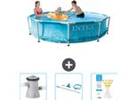 Piscina Intex Con Struttura Rotonda - 305 X 76 Cm - Pressione Dell'acqua - Pompa Filtro Per Piscina Inclusa - Kit Di Pulizia - Strisce Reattive