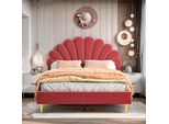 Letto Imbottito Fortuna Lai 140X200Cm Con Testata A Forma Di Fiore E Rete A Doghe Letto Matrimoniale Letto Per Bambini In Velluto