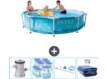 Piscina Intex Con Struttura Rotonda - 305 X 76 Cm - Pressione Dell'acqua - Inclusa Pompa - Filtro - Kit Di Pulizia - Tenda Da Sole