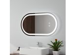 Emke Specchio Da Bagno A Led 50X90Cm Specchio Da Bagno Senza Nebbia Illuminazione A 3 Luci Colore Specchio Da Bagno Specchio Da Parete Poligonale Rotondo Con Interruttore A Sfioramento