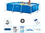 Piscina Intex Con Struttura Rettangolare - 260 X 160 X 65 Cm - Blu - Include Copertura - Pompa Filtro Per Piscina - Filtro - Copertura Del Terreno - Kit Di Pulizia - Sistema Ad Acqua Salata