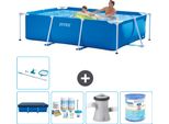 Piscina Intex Con Struttura Rettangolare - 260 X 160 X 65 Cm - Blu - Include Copertura - Pacchetto Manutenzione - Pompa Filtro Per Piscina - Filtro - Kit Pulizia