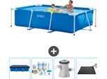 Piscina Intex Con Struttura Rettangolare - 260 X 160 X 65 Cm - Blu - Include Copertura - Pacchetto Manutenzione - Pompa Filtro Per Piscina - Tappeto Solare