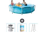 Piscina Intex Con Struttura Rotonda - 305 X 76 Cm - Pressione Dell'acqua - Pompa Filtro Per Piscina Inclusa - Cloro - Scaletta