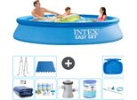 Piscina Gonfiabile Rotonda Intex Easy Set - 305 X 61 Cm - Blu - Include Tenda Da Sole - Pacchetto Manutenzione - Pompa Filtro Per Piscina - Filtro - Kit Pulizia - Scaletta
