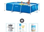 Piscina Intex Con Struttura Rettangolare - 260 X 160 X 65 Cm - Blu - In Dotazione Pompa Filtro Per Piscina - Strisce Reattive - Cloro