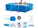 Piscina Intex Con Struttura Rettangolare - 220 X 150 X 60 Cm - Blu - Include Tenda Da Sole - Pacchetto Manutenzione - Pompa Filtro Per Piscina - Filtro - Telo Di Fondo - Kit Pulizia