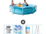 Piscina Intex Con Struttura Rotonda - 305 X 76 Cm - Pressione Dell'acqua - Inclusa Pompa - Filtro - Cloro - Scaletta