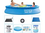 Piscina Gonfiabile Rotonda Intex Easy Set - 305 X 61 Cm - Blu - Inclusa Pompa Tenda Da Sole - Pacchetto Manutenzione - Filtro - Tappetino Solare - Pavimento In Piastrelle