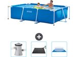 Piscina Intex Con Struttura Rettangolare - 260 X 160 X 65 Cm - Blu - In Dotazione Pompa Filtro Per Piscina - Tappeto Solare - Telone Per Pavimento