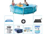 Piscina Intex Con Struttura Rotonda - 305 X 76 Cm - Pressione Dell'acqua - Pompa Inclusa - Tenda Da Sole - Pacchetto Manutenzione - Filtro - Telo Di Fondo - Tappeto Solare