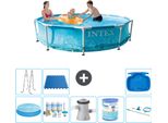 Piscina Intex Con Struttura Rotonda - 305 X 76 Cm - Pressione Dell'acqua - Include Tenda Da Sole - Pacchetto Manutenzione - Pompa Filtro Per Piscina - Filtro - Kit Pulizia - Scaletta