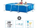 Piscina Intex Con Struttura Rettangolare - 220 X 150 X 60 Cm - Blu - In Dotazione Pompa Filtro Per Piscina - Kit Di Pulizia - Strisce Reattive