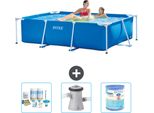 Piscina Intex Con Struttura Rettangolare - 220 X 150 X 60 Cm - Blu - Pacchetto Manutenzione Incluso - Pompa Filtro Per Piscina - Filtro